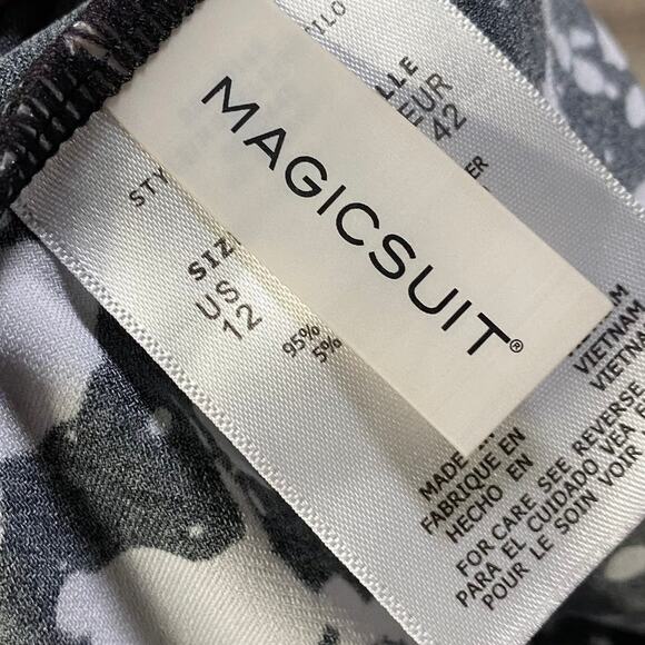 MagicSuit Alex Tankini Swim Top Side Tie V Neck Splatter Print Black White 12 - Picture 7 of 9